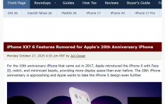 传闻苹果 20 周年纪念版iPhone将搭载6项功能