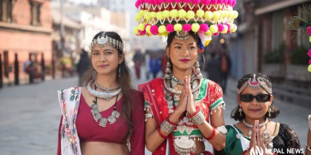 加德满都图迪凯尔洋溢节日氛围 塔鲁与马加尔族共庆Maghi节