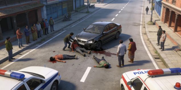 尼泊尔萨拉希地区发生轿车撞人事故 1死11伤