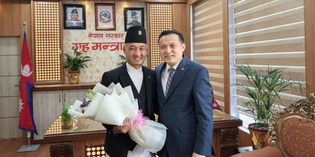 Chinese envoy Zhang calls on Home Minister Gurung