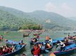 Tourist boating in Phewa Lake