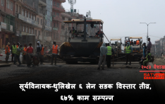 सूर्यविनायक–धुलिखेल ६ लेन सडक विस्तार तीव्र, ६७% काम सम्पन्न